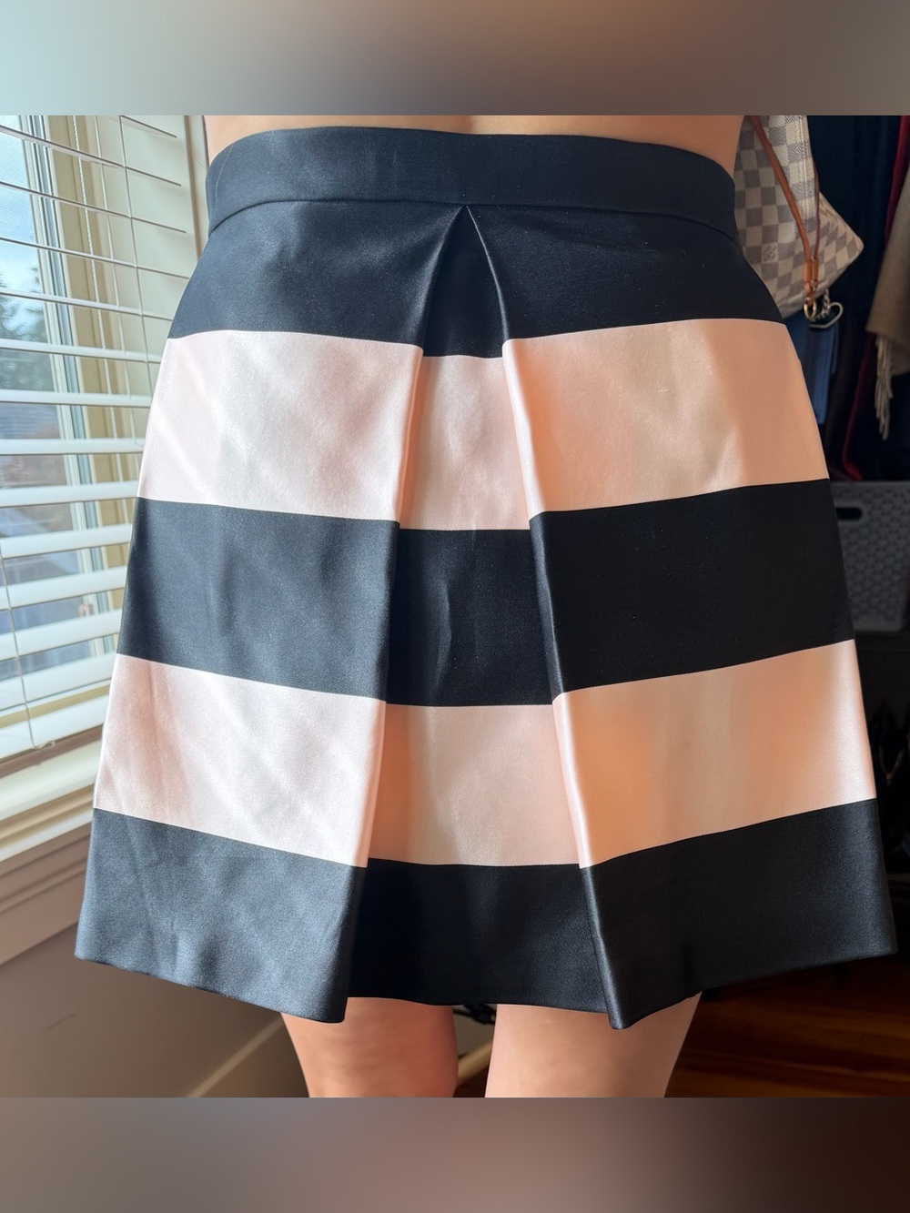 Christian Dior Silk Striped Black and Cream Mini Skirt
